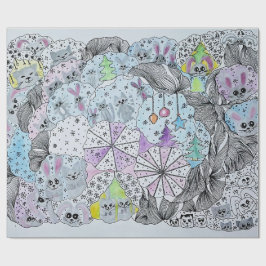 "Whimsicaler Winterwald" Künstlerisch handgezeichn Geschenkpapier