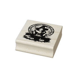 Whimsically Enchanting Witch With Spiders Gummistempel