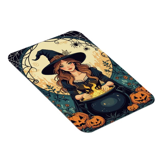 Whimsically Enchanting Witch With Spiders  Magnet (Rechte Seite)