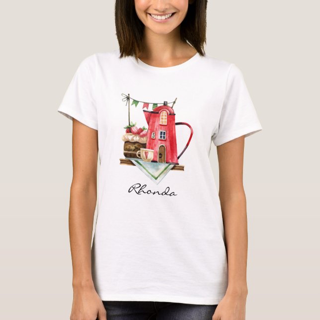 Whimsiche Wasserfarbe Teezeremonie auf dem Mendris T-Shirt (Vorderseite)