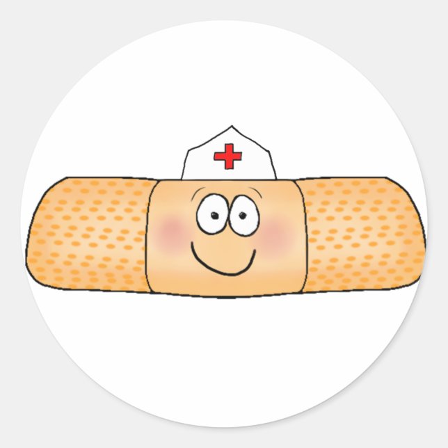 Whimsicla Band mit Nurse Hat Niedlich Runder Aufkleber (Vorderseite)