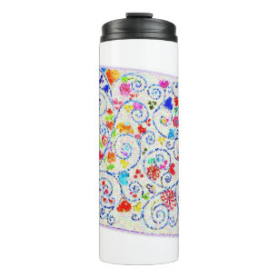Whimsige Mosaik-Herzen & -Schwünge Elegant Thermosbecher