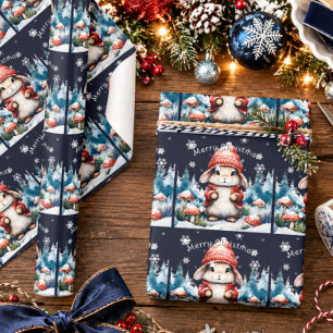 Whimsiger Weihnachts-Hase Geschenkpapier