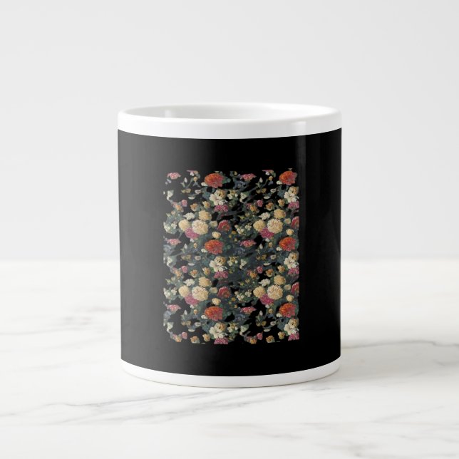Whimsigoth Alte Viktorianische Blumenölgemälde Jumbo-Tasse (Vorderseite)