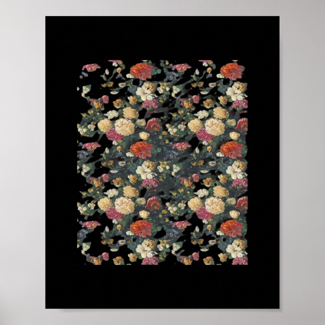 Whimsigoth Alte Viktorianische Blumenölgemälde Poster (Vorne)