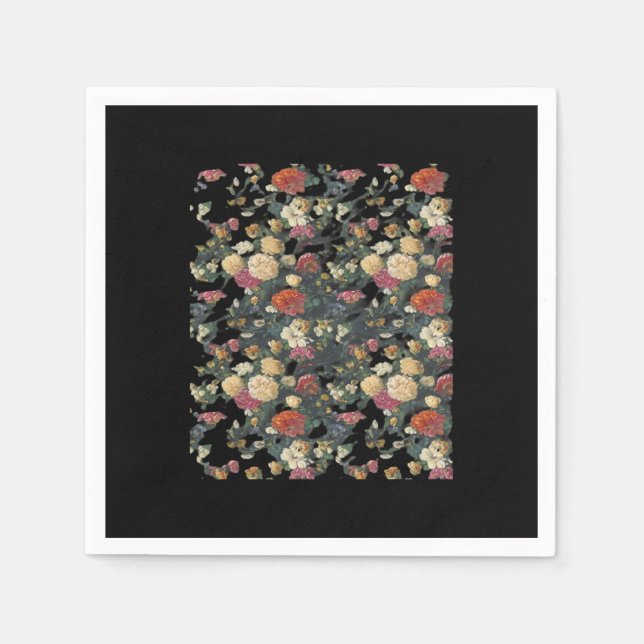 Whimsigoth Alte Viktorianische Blumenölgemälde Serviette (Vorderseite)