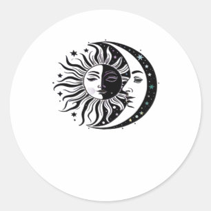 Whimsigoth Aquarell Sonne Mond Witchy Klassiker Runder Aufkleber