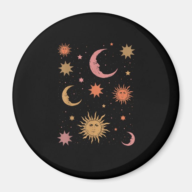 Whimsigoth Ästhetik Vintag Halbmond Sonne Magnet (Vorne)