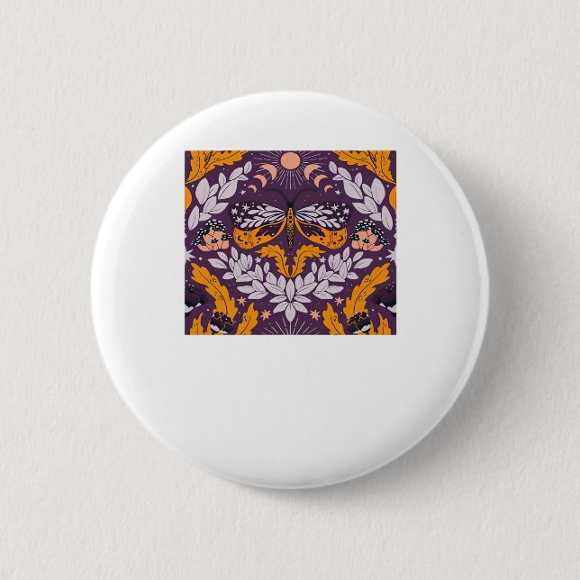 Whimsigoth Butterfly Florals - Lila, Lavender An Button (Vorderseite)