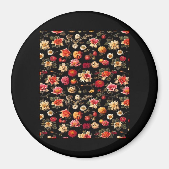 Whimsigoth Chintz Vintages Ölgemälde Magnet (Vorne)