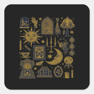 Whimsigoth Classic - Mystische Monde & Wälder Quadratischer Aufkleber