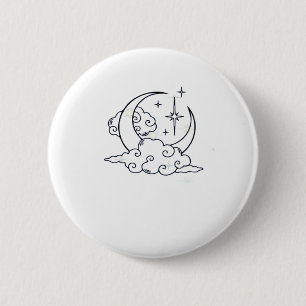 Whimsigoth Clouds Moon Witchy Classic Button