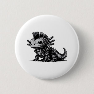 Whimsigoth-Cyborg-Axolotl-Vintage-Kunst-Design-Kla Button