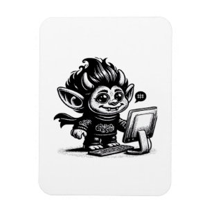Whimsigoth Cyborg Internet-Troll Vintage Art Desig Magnet
