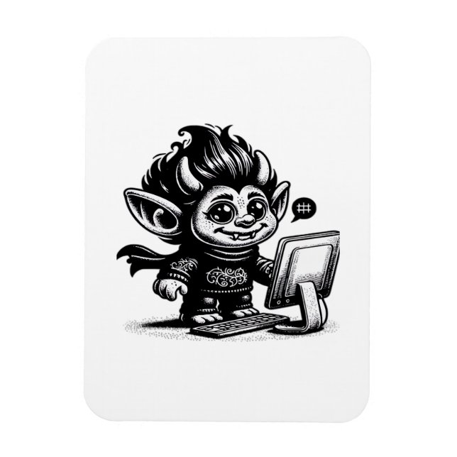 Whimsigoth Cyborg Internet Troll Vintages Design Magnet (Vertikal)