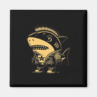 Whimsigoth Cyborg Shark Vintag Art Design Magnet