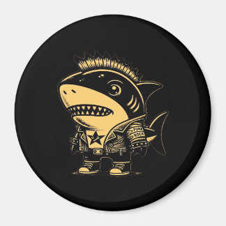 Whimsigoth Cyborg Shark Vintag Art Design Magnet