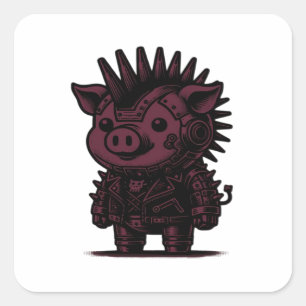 Whimsigoth Cyborg Sloth Vintag Art Design Classic Quadratischer Aufkleber