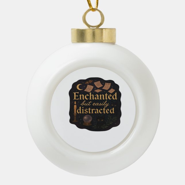 Whimsigoth Fantasy Mystical Forests, Moons & Magic Keramik Kugel-Ornament (Vorderseite)