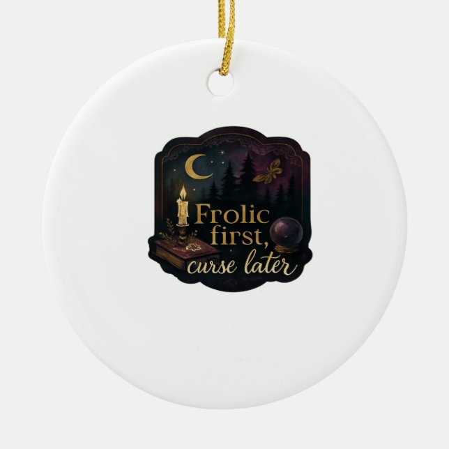 Whimsigoth Fantasy Mystical Forests, Moons & Magic Keramik Ornament (Vorne)