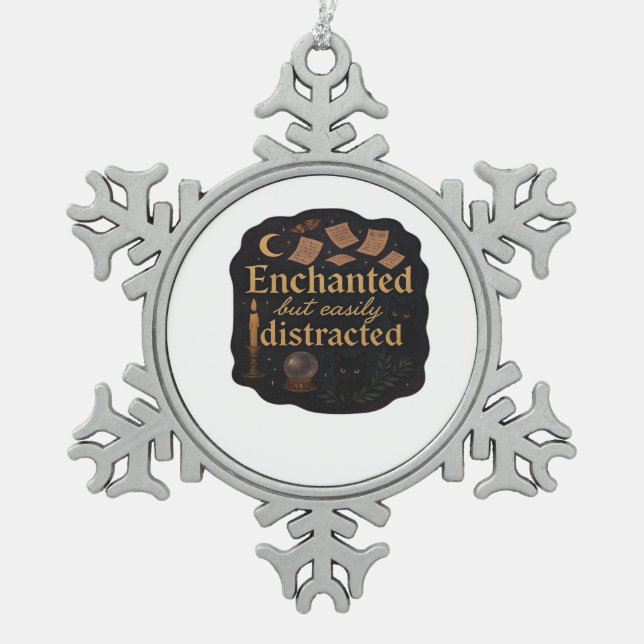 Whimsigoth Fantasy Mystical Forests, Moons & Magic Schneeflocken Zinn-Ornament (Vorderseite)