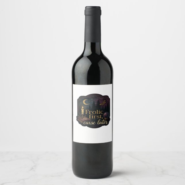 Whimsigoth Fantasy Mystical Forests, Moons & Magic Weinetikett (Vorderseite)