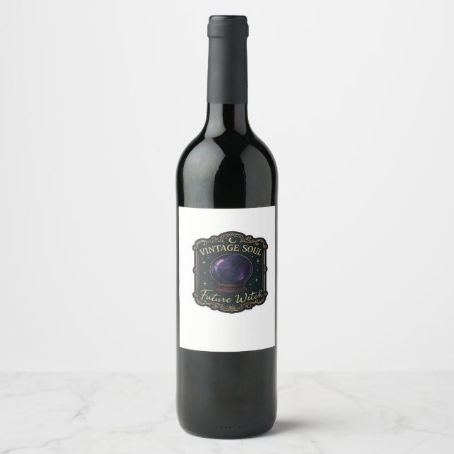 Whimsigoth Fantasy Mystical Forests, Moons & Magic Weinetikett (Vorderseite)