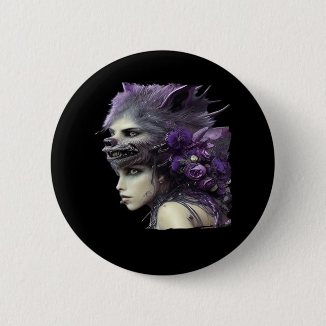 Whimsigoth Funny Design für Halloween Button (Vorderseite)