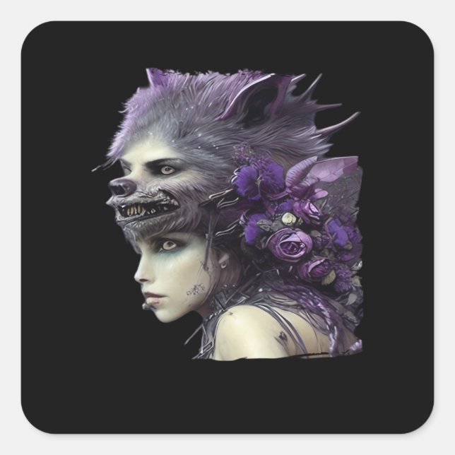 Whimsigoth Funny Design für Halloween Quadratischer Aufkleber (Vorderseite)