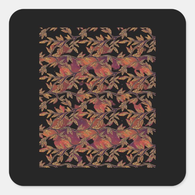 Whimsigoth Golden Vinework Grafische Quadratischer Aufkleber (Vorderseite)
