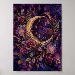 Whimsigoth-Halbmond Botanical Moody Floral Poster