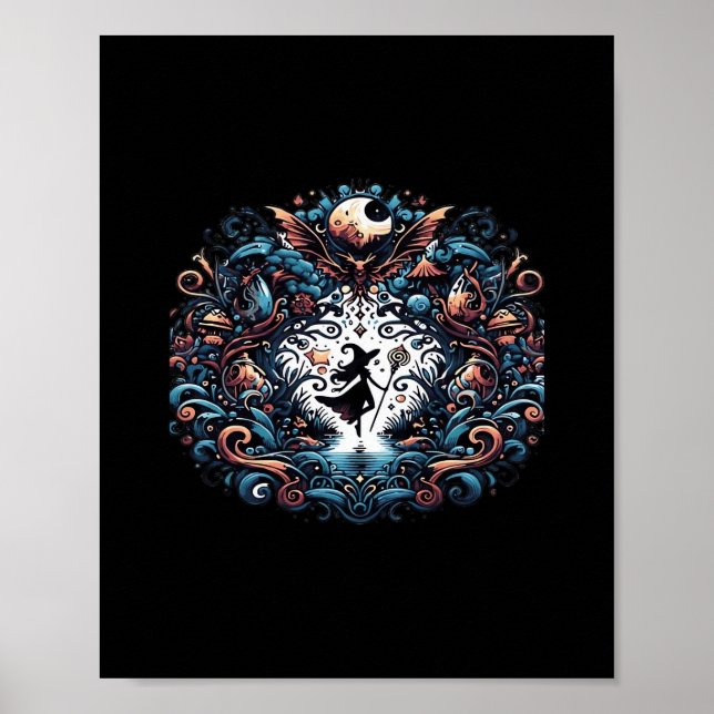 Whimsigoth Hexe im klassischen Stil Poster (Vorne)