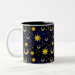 Whimsigoth Himmels-Sonnen, Monde & Sterne   Zweifarbige Tasse
