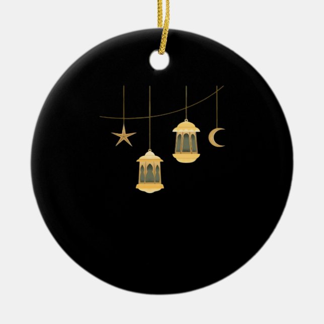 Whimsigoth Lantern Full Moon Night Sky Classic Keramik Ornament (Vorne)