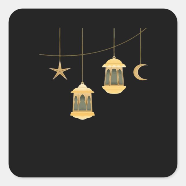Whimsigoth Lantern Full Moon Night Sky Classic Quadratischer Aufkleber (Vorderseite)