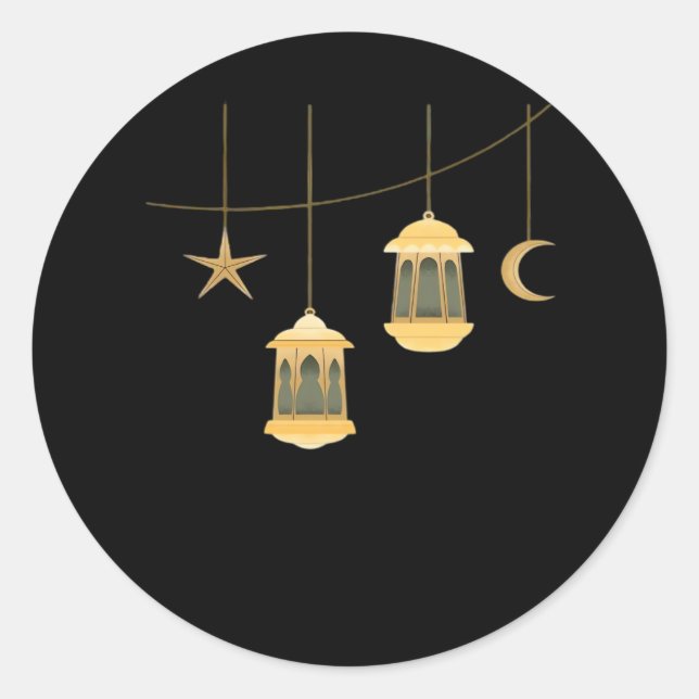 Whimsigoth Lantern Full Moon Night Sky Classic Runder Aufkleber (Vorderseite)