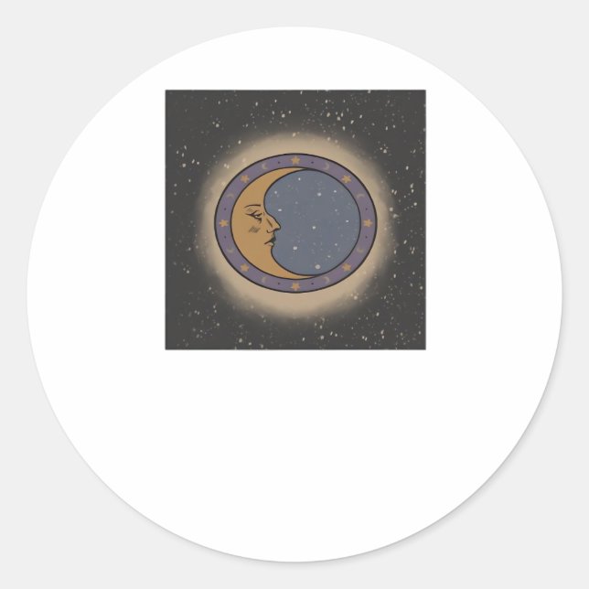 Whimsigoth Moon Print Runder Aufkleber (Vorderseite)