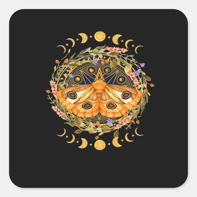 Whimsigoth Moth Classic Quadratischer Aufkleber (Vorderseite)