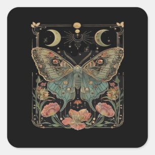 Whimsigoth Moth Shirt, Botanischer Butterfly T Shi Quadratischer Aufkleber