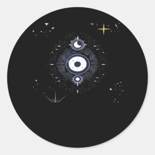 Whimsigoth-Nachthimmel-Sonne-Mond-Hexen-Klassiker Runder Aufkleber
