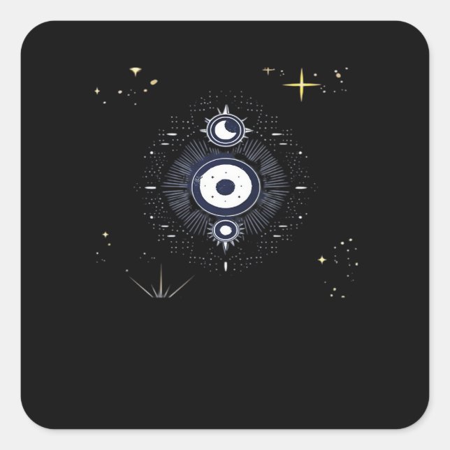 Whimsigoth Night Sky Sun Moon Quadratischer Aufkleber (Vorderseite)