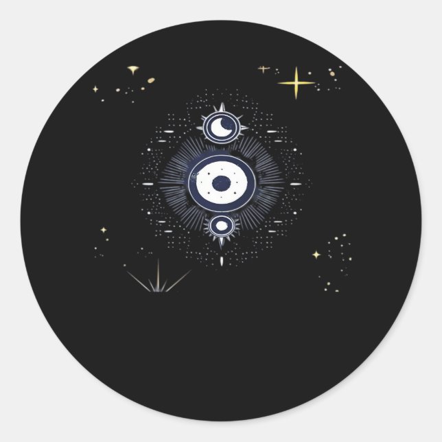Whimsigoth Night Sky Sun Moon Runder Aufkleber (Vorderseite)