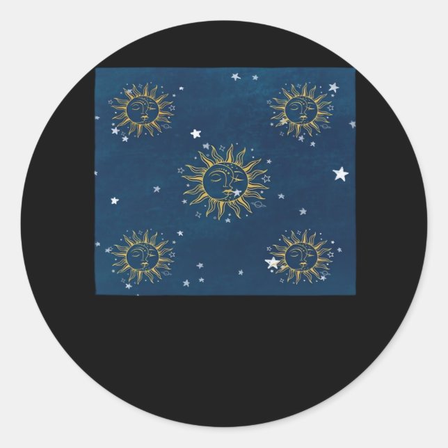 Whimsigoth Night Sky Sun Moon Witchy Classic Desig Runder Aufkleber (Vorderseite)