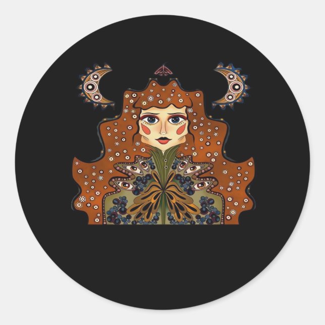 Whimsigoth Portrait Classic Runder Aufkleber (Vorderseite)