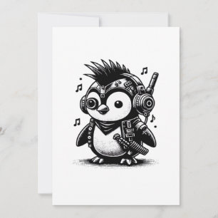 Whimsigoth Punkrock Weirdcore Pinguin Vintage Kuns Feiertagskarte