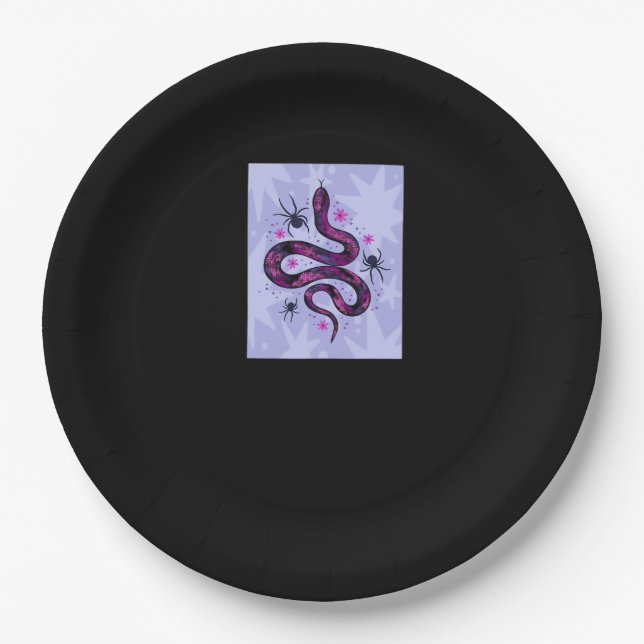 Whimsigoth Schlange Blume Pappteller (Vorderseite)