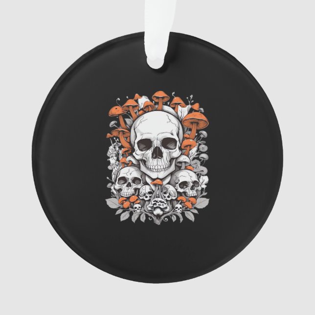 Whimsigoth Skulls & Mushrooms Vintag Botanische As Ornament (Vorderseite)