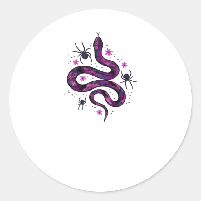 Whimsigoth Snake Blume Classic Runder Aufkleber (Vorderseite)