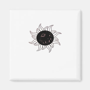 Whimsigoth-Sonne-Weltraum-Berge und Sonnenuntergan Magnet