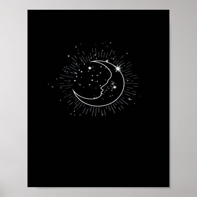 Whimsigoth Starry Night Moon Witchy Classic Poster (Vorne)